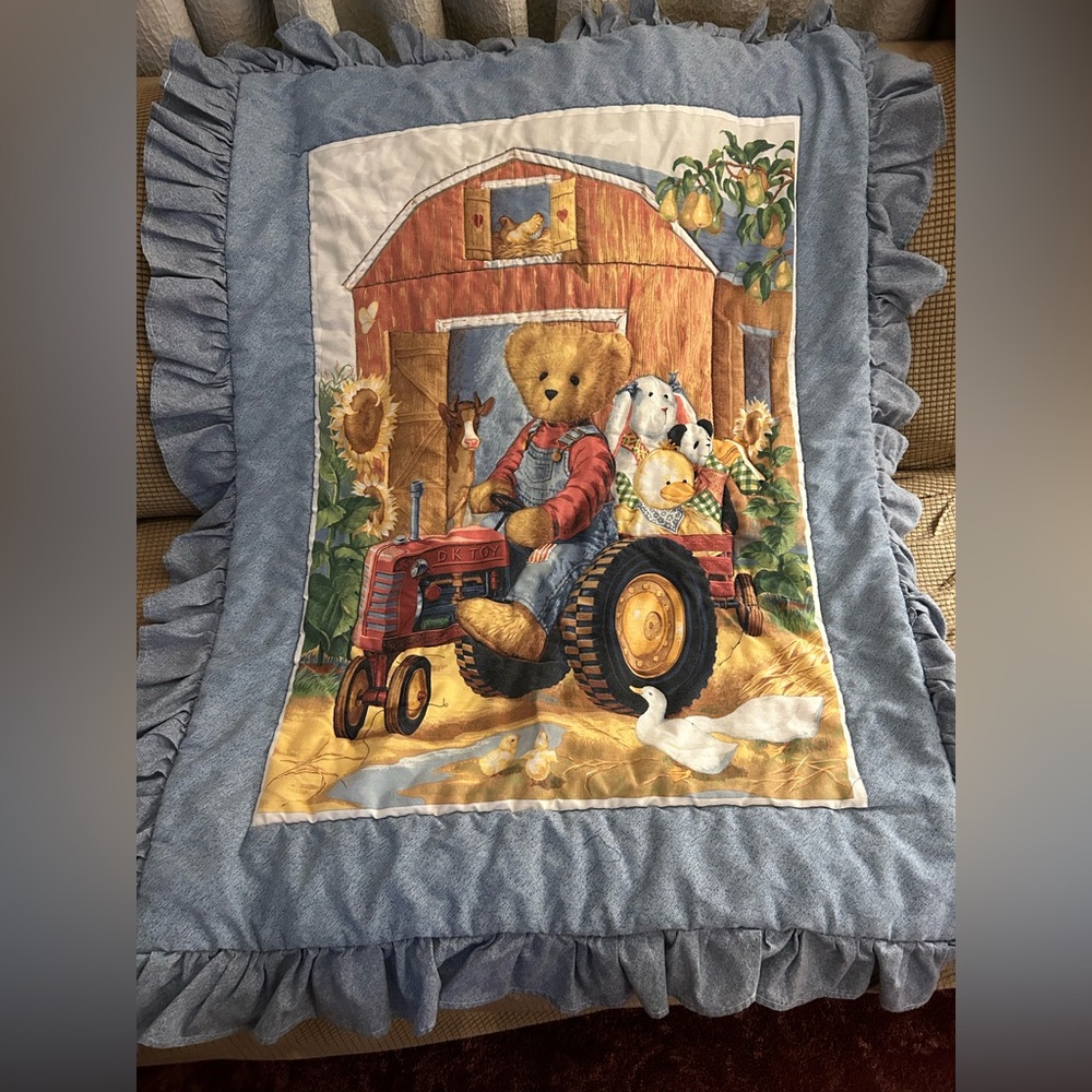 Blue Jean bear baby blanket